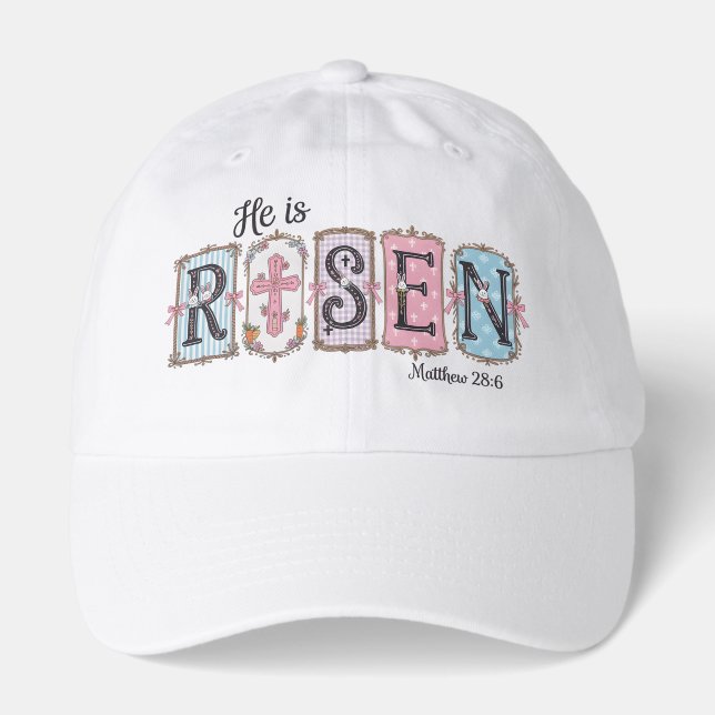 inspirational Christian Easter He I s Risen Verse Hat (Front)