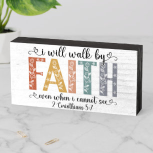 inspirational Christian Faith Verse Wooden Box Sign