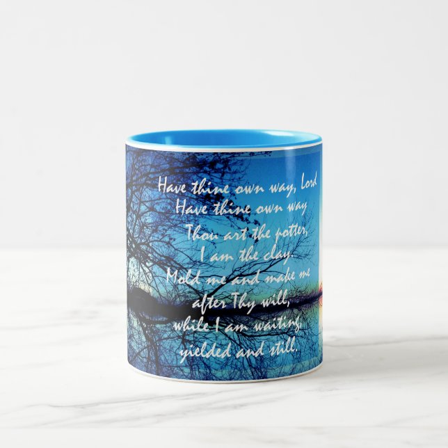 Inspirational Christian Hymn Quote Two-Tone Coffee Mug (Center)