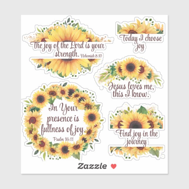 Inspirational Christian Joy Scripture Sunflowers S Sticker (Sheet)