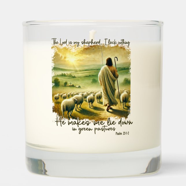 Inspirational Christian Lord Is My Shepherd Scented Candle (Front)