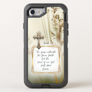 Inspirational Christian Nature Grass Beige Cross OtterBox Defender iPhone SE/8/7 Case