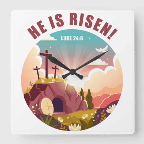 Inspirational Christian Passover Easter Jesus Square Wall Clock
