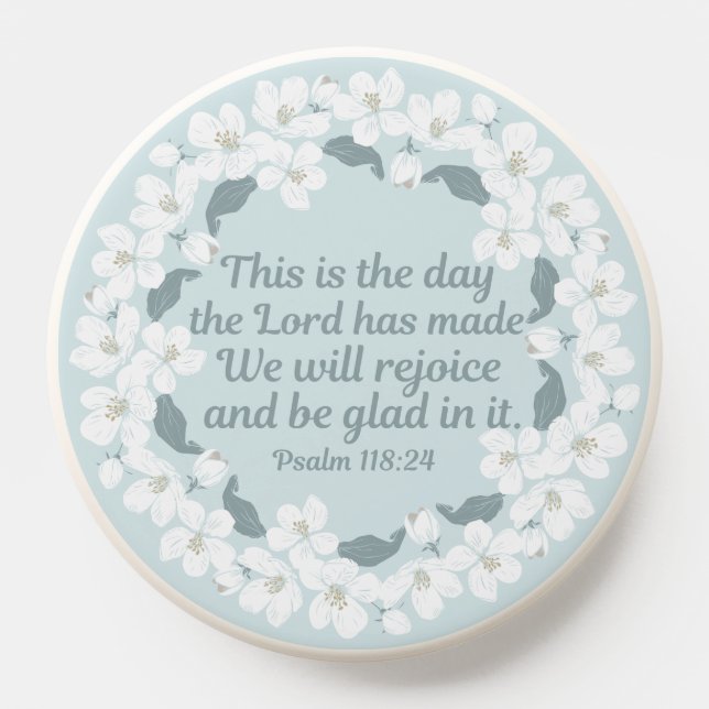 Inspirational Christian Psalm Rejoice Cute Floral PopSocket (Popsocket)
