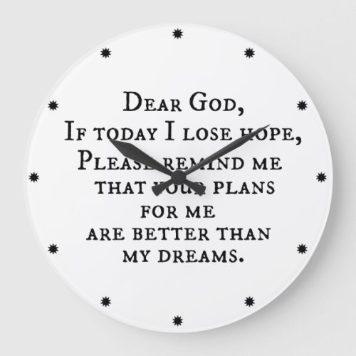 Inspirational Christian Quote Dear God Large Clock