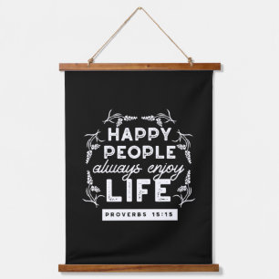 Inspirational Christian Quote from Proverbs 15:15 Hanging Tapestry