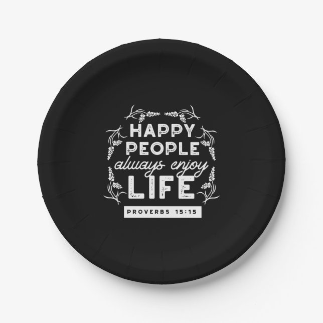 Inspirational Christian Quote from Proverbs 15:15 Paper Plates (Front)