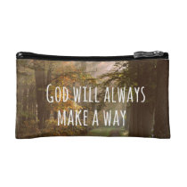 Inspirational Christian Quote: God Will Makeup Bag