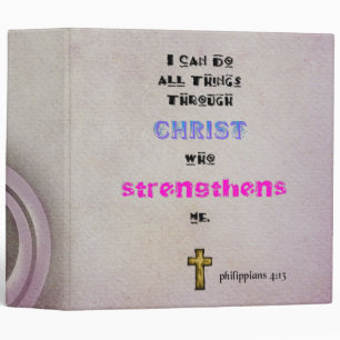 Inspirational Christian Scripture Quote Typography 3 Ring Binder