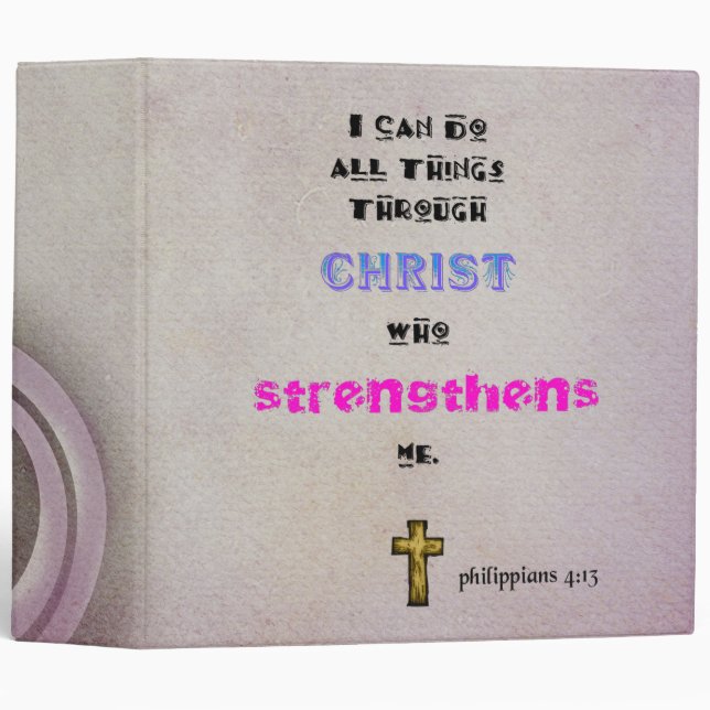 Inspirational Christian Scripture Quote Typography 3 Ring Binder (Front/Spine)