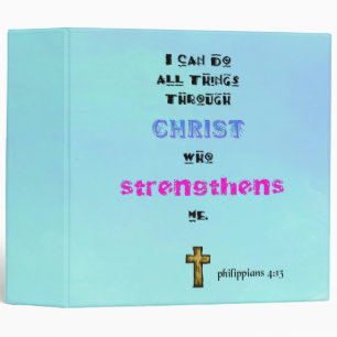 Inspirational Christian Scripture Quote Typography 3 Ring Binder