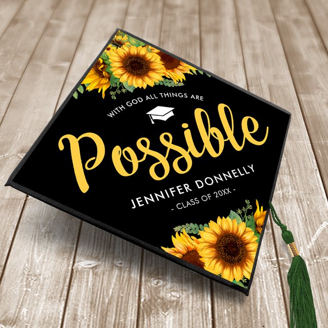 Inspirational Christian Sunflower Graduation Cap Topper (Creator Uploaded)