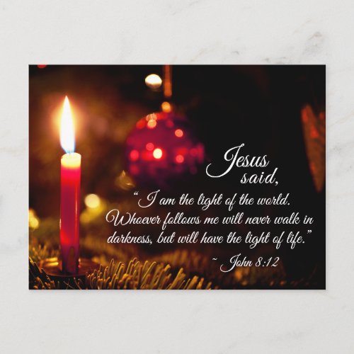 Inspirational Christmas Bible Verse John 812 Postcard