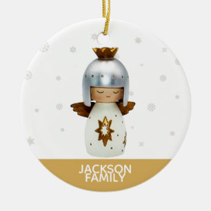 Inspirational Christmas quote w/ angel & gold text Ceramic Ornament