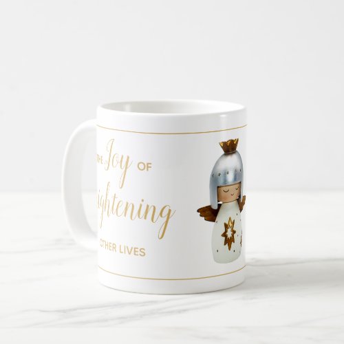 Inspirational Christmas quote w angel  gold text Coffee Mug