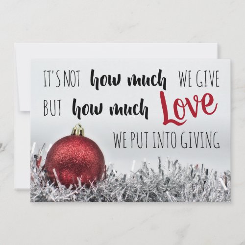 Inspirational Christmas quote with red decoration Card