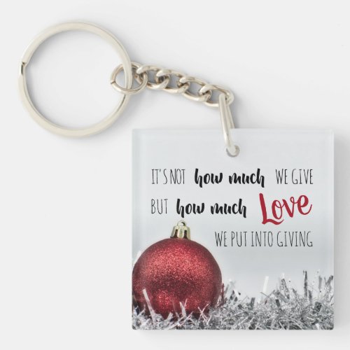 Inspirational Christmas quote with red decoration Keychain
