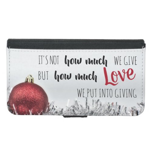 Inspirational Christmas quote with red decoration Samsung Galaxy S5 Wallet Case