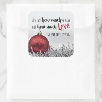 Inspirational Christmas quote with red decoration Square Sticker | Zazzle