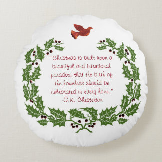 Inspirational Christmas Quotes Round Pillow