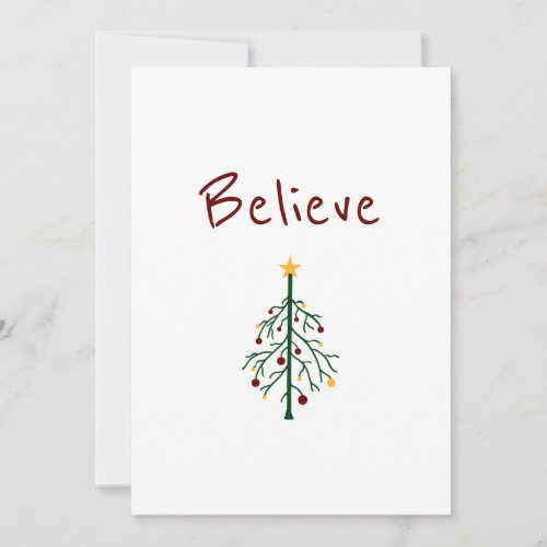 Inspirational Christmas Tree Believe Santa  Holiday Card