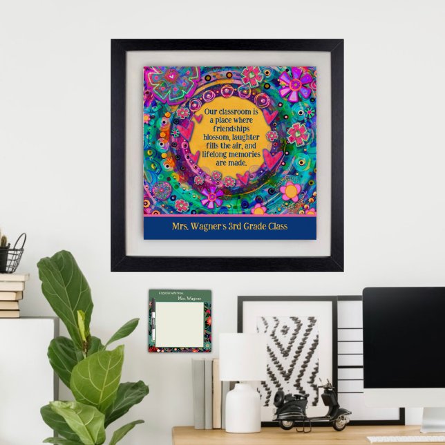 Inspirational Classroom Quote Personalized Floral Poster (Creator Uploaded)