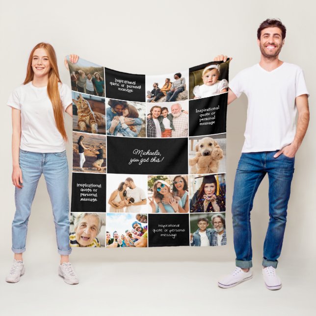 Inspirational Comfort Custom Messages & 14-Photo Fleece Blanket (In Situ)