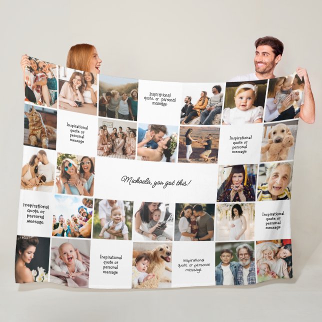 Inspirational Comfort Custom Messages & 25 Photos Fleece Blanket (In Situ)