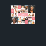 Inspirational Comfort Custom Text 22-Photo Collage Canvas Print<br><div class="desc">This modern motivational collage poster design features a clean, grid-style layout that blends personalized photo slots with custom inspirational quotes or personal messages. With a pink and white color scheme, it creates a bold, contemporary aesthetic that emphasizes both visual memories and uplifting messages. The central highlight with elegant script typography...</div>