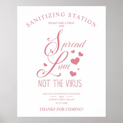 Inspirational Coral Wedding Sanitizing Gel Station Poster