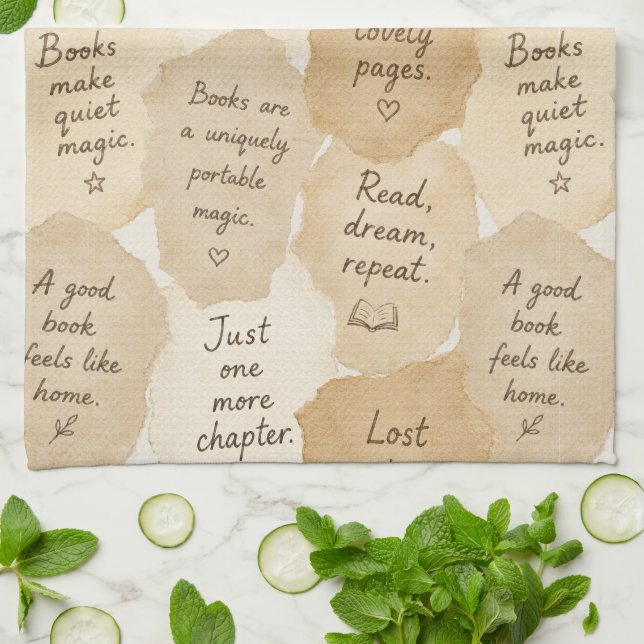 Inspirational Cream Books Magic   Kitchen Towel (Folded)