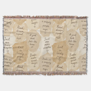 Inspirational Cream Books Magic   Throw Blanket