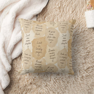 Inspirational Cream Books Magic   Throw Pillow