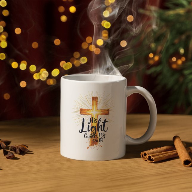 Inspirational Cross His Light Guides My Path Coffee Mug (Inspirational Cross His Light Guides My Path Coffee Mug)