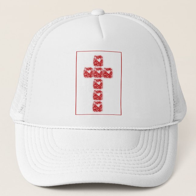 Inspirational Cross Of Hearts Trucker Hat (Front)
