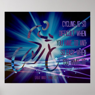 Inspirational Cycling Poster in Blue and Purple