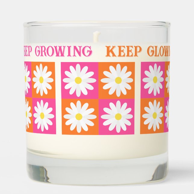 Inspirational Daisy Checkerboard Dopamine Decor Scented Candle (Front)