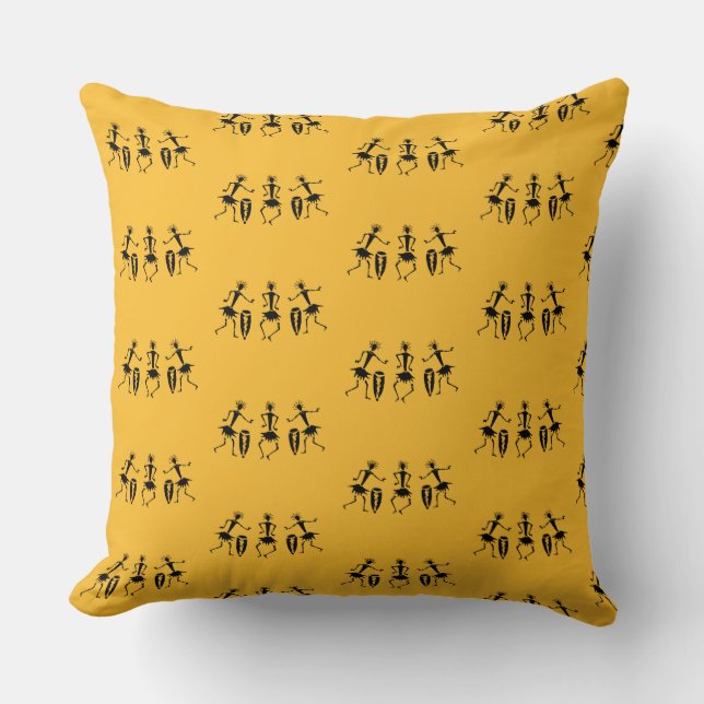 Inspirational Dance, African Art Cute Orange Throw Pillow (Front)
