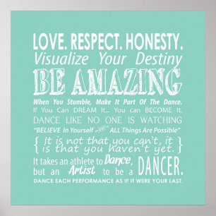 Inspirational Dance Quotes Poster- Aqua Poster