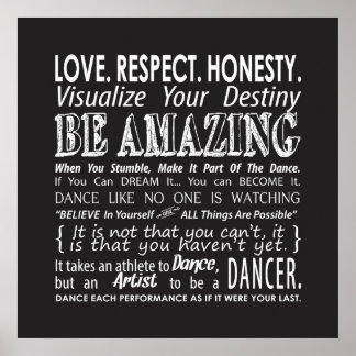 Inspirational Dance Quotes Poster- Black Poster