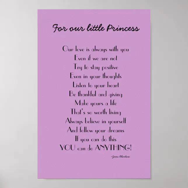 Inspirational Daughter poem from Parents Poster | Zazzle