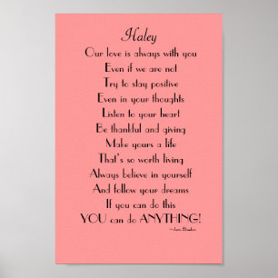 Inspirational Daughter poem from Parents Poster