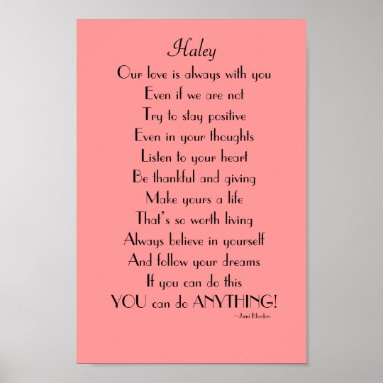 Inspirational Daughter poem from Parents Poster  Zazzle.com