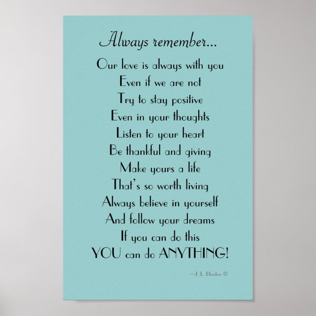 Inspirational Daughter / son poem from Parents Poster (Front)