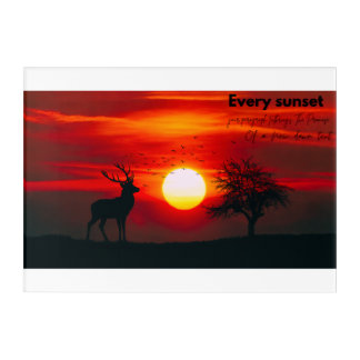 Inspirational Deer Silhouette Golden Sunset Acrylic Print
