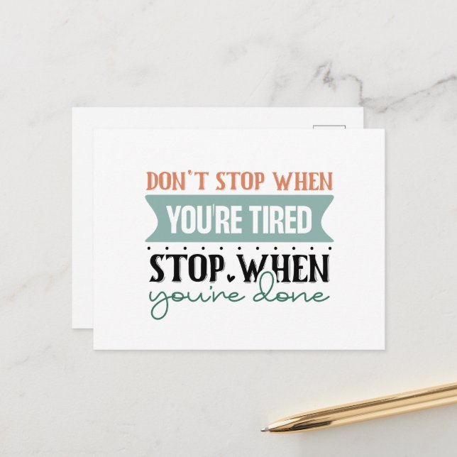Inspirational don't stop word art postcard (Front/Back In Situ)