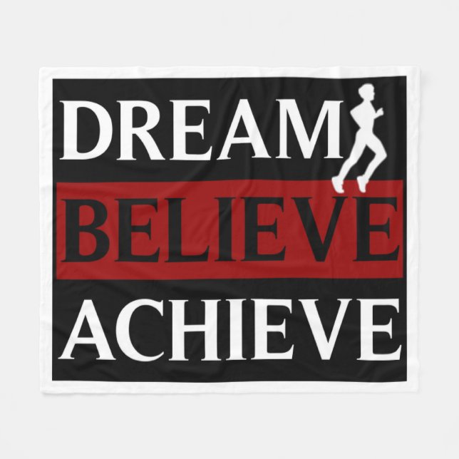Inspirational Dream Believe Achieve Runner Fleece Blanket (Front (Horizontal))