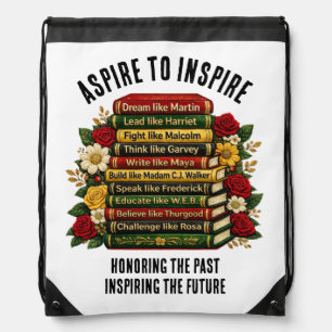 Inspirational Dream Like Martin Black Heroes Books Drawstring Bag