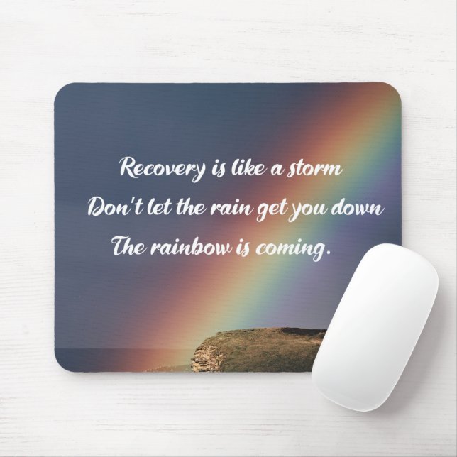 Inspirational Drug Addiction Recovery Rainbow Mouse Pad (With Mouse)