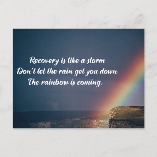 Inspirational Drug Addiction Recovery Rainbow Postcard